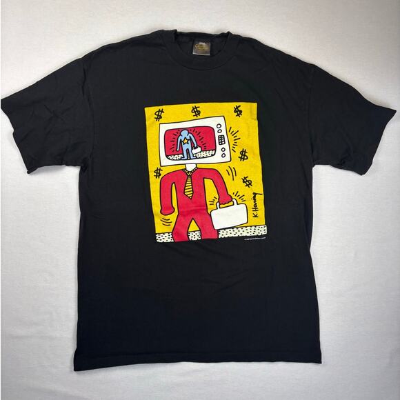 Vintage 1996‎ XL Keith Haring Special Limited Edition businessman tshirt
